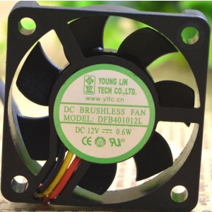YOUNG LIN DFB401012L 12V 0.6W 3wires Cooling Fan